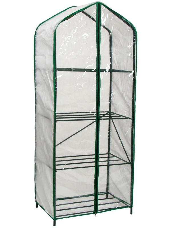 Парник-стеллаж, 4 полки, 160 × 65 × 40 см, металлический каркас d = 16 мм, чехол из спанбонда 60 г/м²