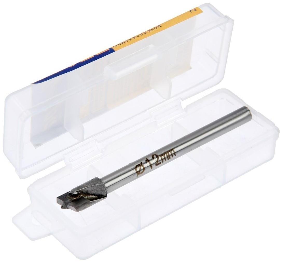 Сверло Форстнера ТУНДРА, твердосплавные пластины, цилиндрический хвостовик, 12 мм