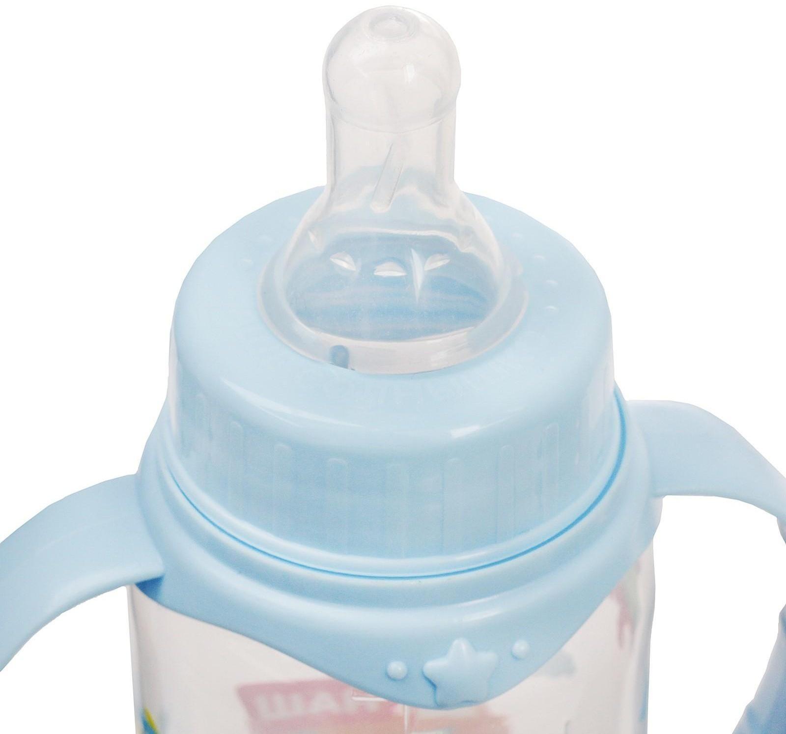 Бутылочка для кормления «Сыночек» детская классическая, с ручками, 250 мл, от 0 мес., цвет голубой