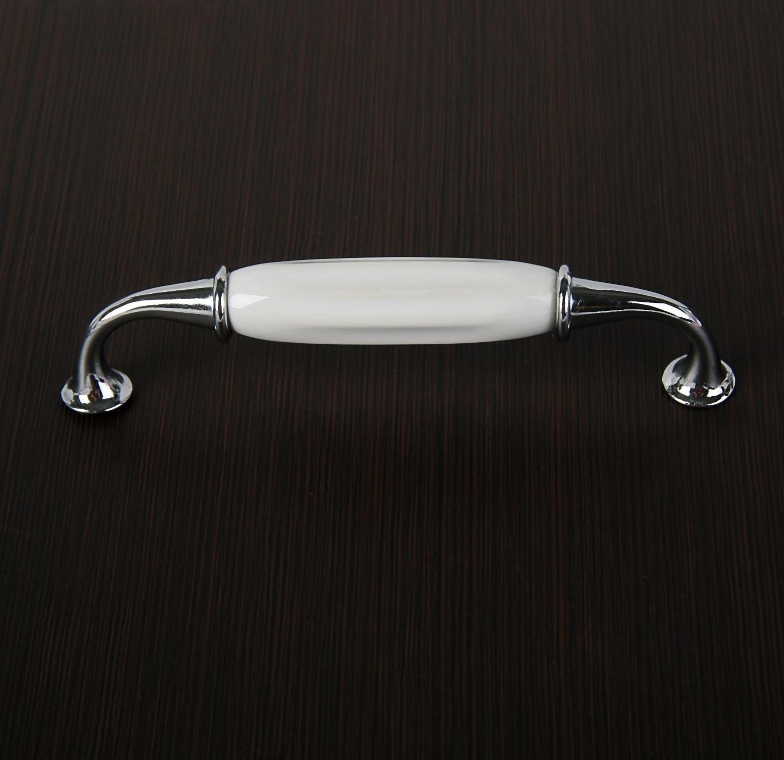 Ручка скоба STYLISH Ceramics 003, керамическая, цвет хром