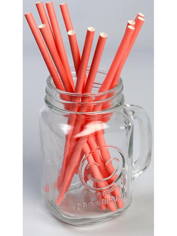 Трубочки для коктейля, набор 12 шт., цвет розовый