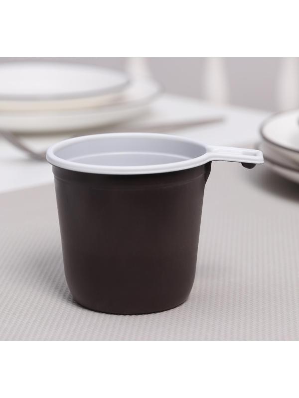 Чашка одноразовая кофейная, 200 мл, цвет коричнево-белый