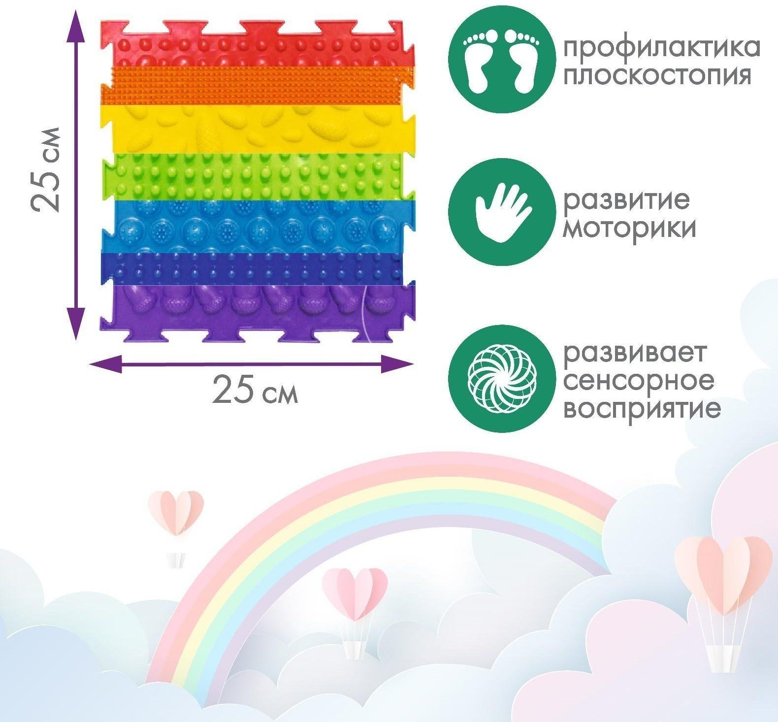 Модульный массажный коврик ОРТОДОН, набор №4 «Радуга»