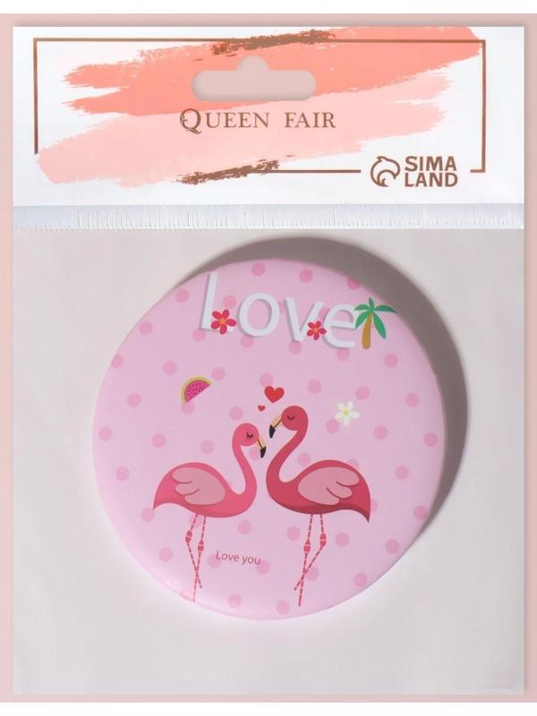Зеркало складное «Flamingo Love», d 7,5 см, рисунок МИКС