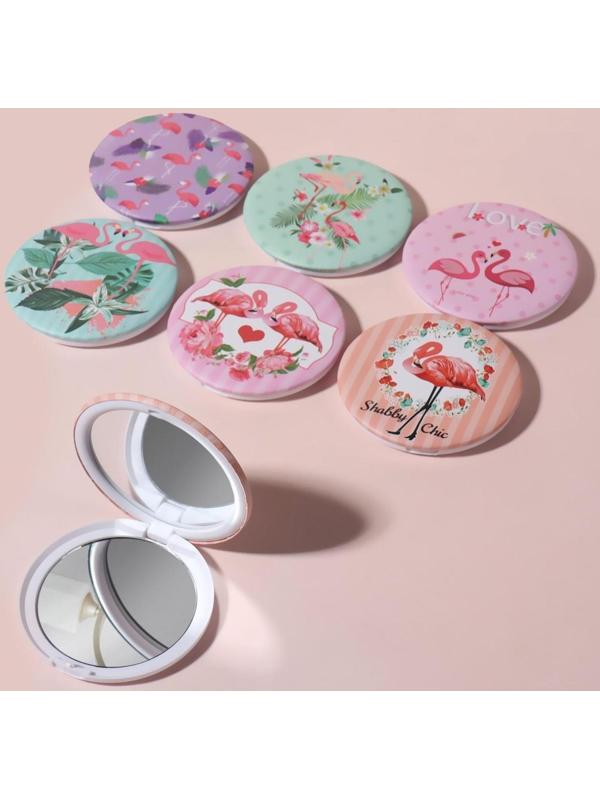 Зеркало складное «Flamingo Love», d 7,5 см, рисунок МИКС