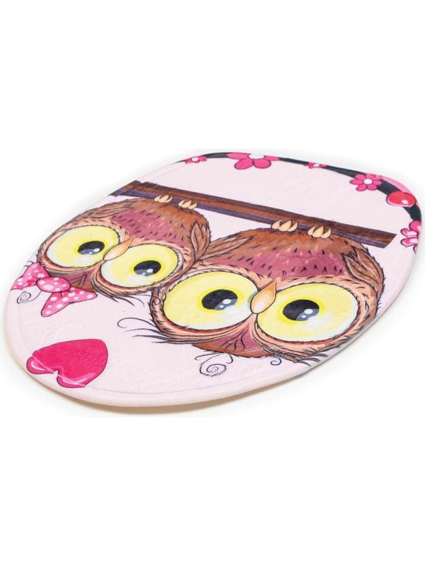 Набор ковриков для ванной и туалета Доляна «Совушки на ветке», 3 шт: 38×45, 40×43, 43×73 см, цвет розовый