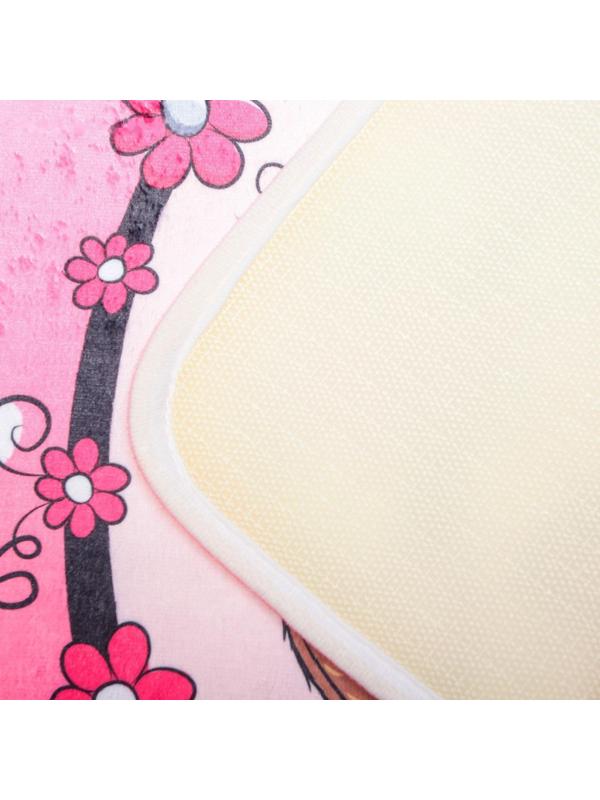 Набор ковриков для ванной и туалета Доляна «Совушки на ветке», 3 шт: 38×45, 40×43, 43×73 см, цвет розовый