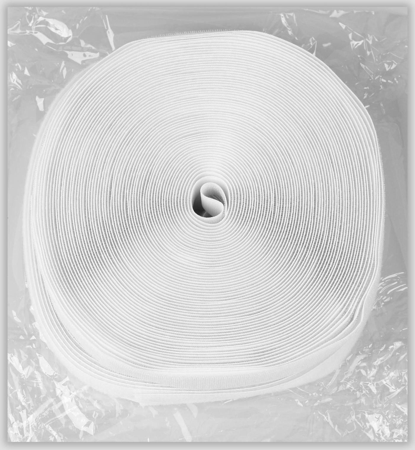 Липучка, 40 мм × 25 ± 1 м , цвет белый