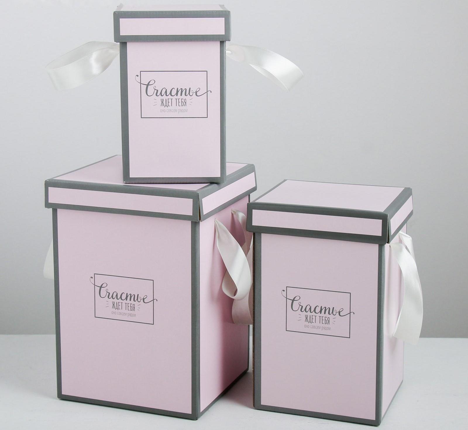 Набор коробок 3 в 1 «Счастье ждёт тебя», 10 × 18, 14 × 23, 17 × 25 см