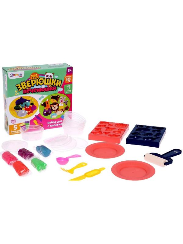 Набор для игры с пластилином «Зверюшки-печенюшки», 5 баночек с пластилином