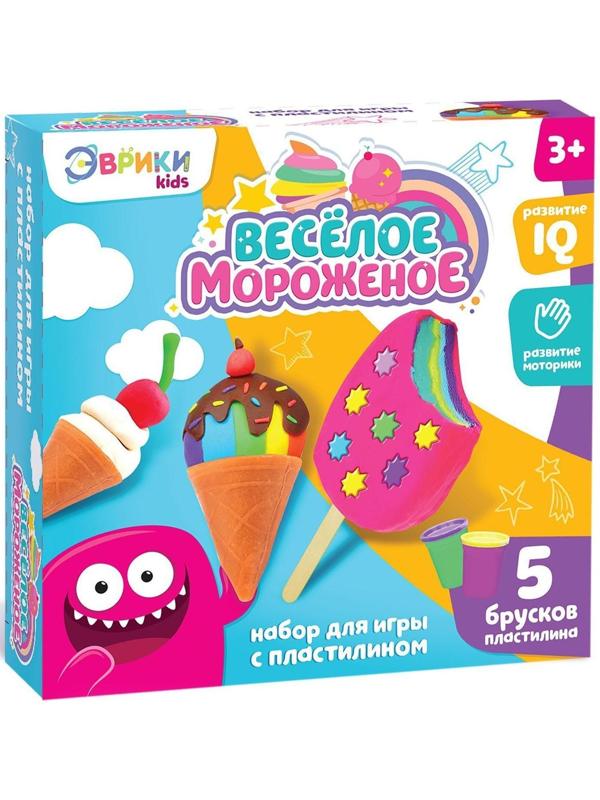 Игровой набор для лепки «Весёлое мороженое», 5 брусков пластилина, аксессуары