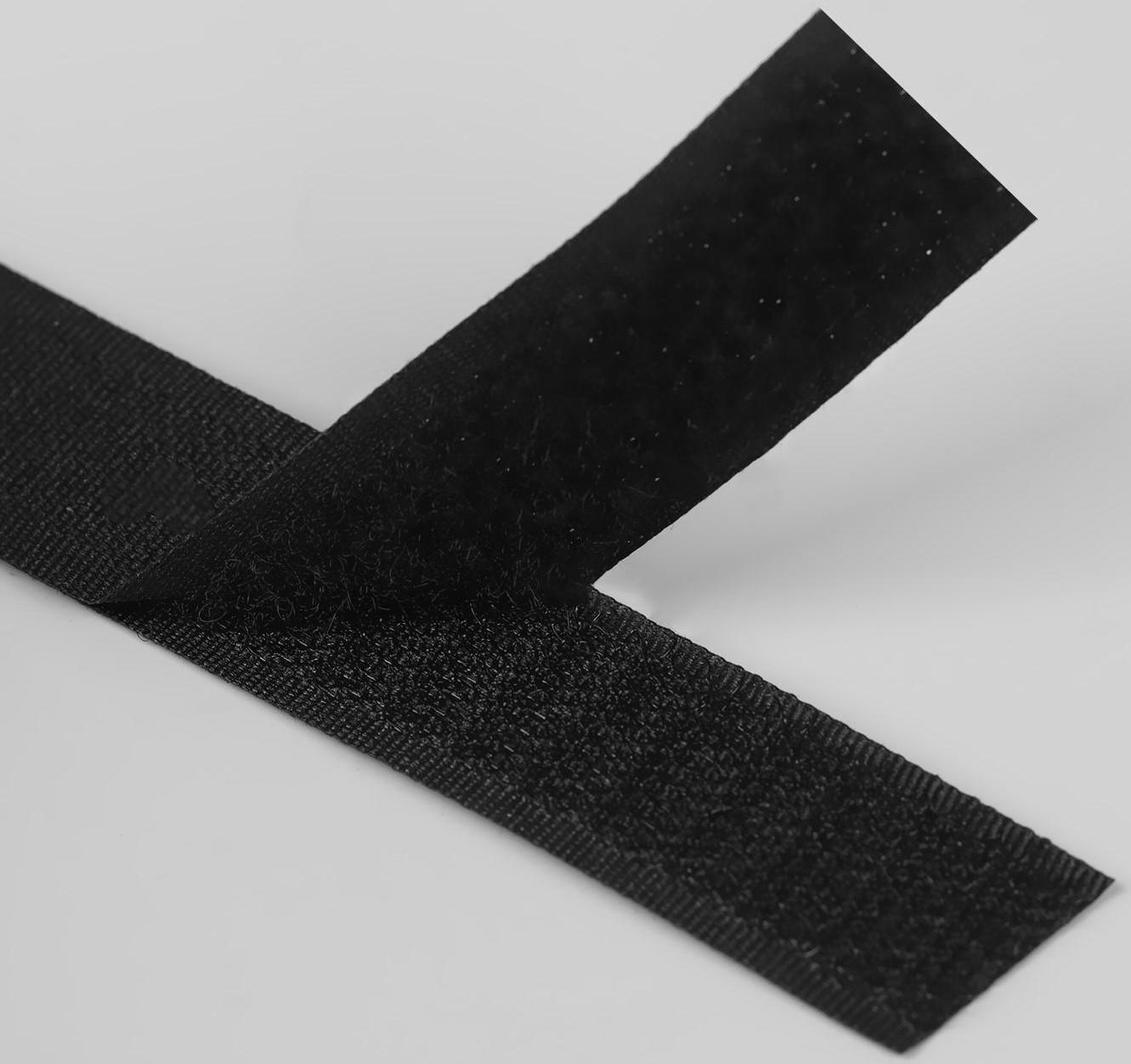 Липучка, 20 мм × 25 ± 1 м , цвет чёрный