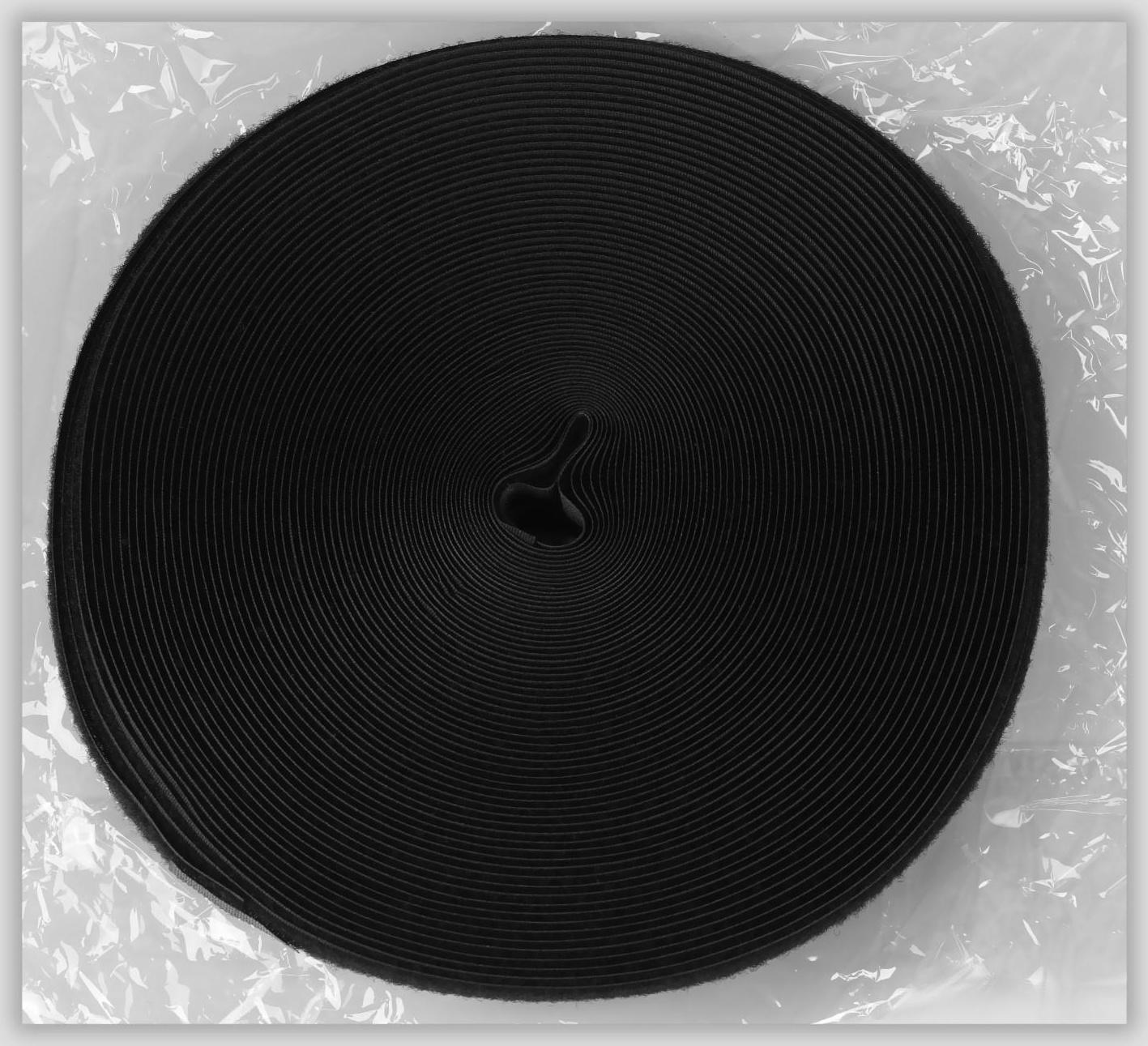 Липучка, 20 мм × 25 ± 1 м , цвет чёрный