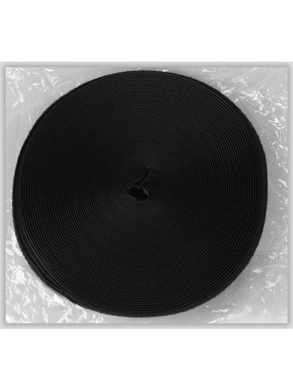 Липучка, 20 мм × 25 ± 1 м , цвет чёрный