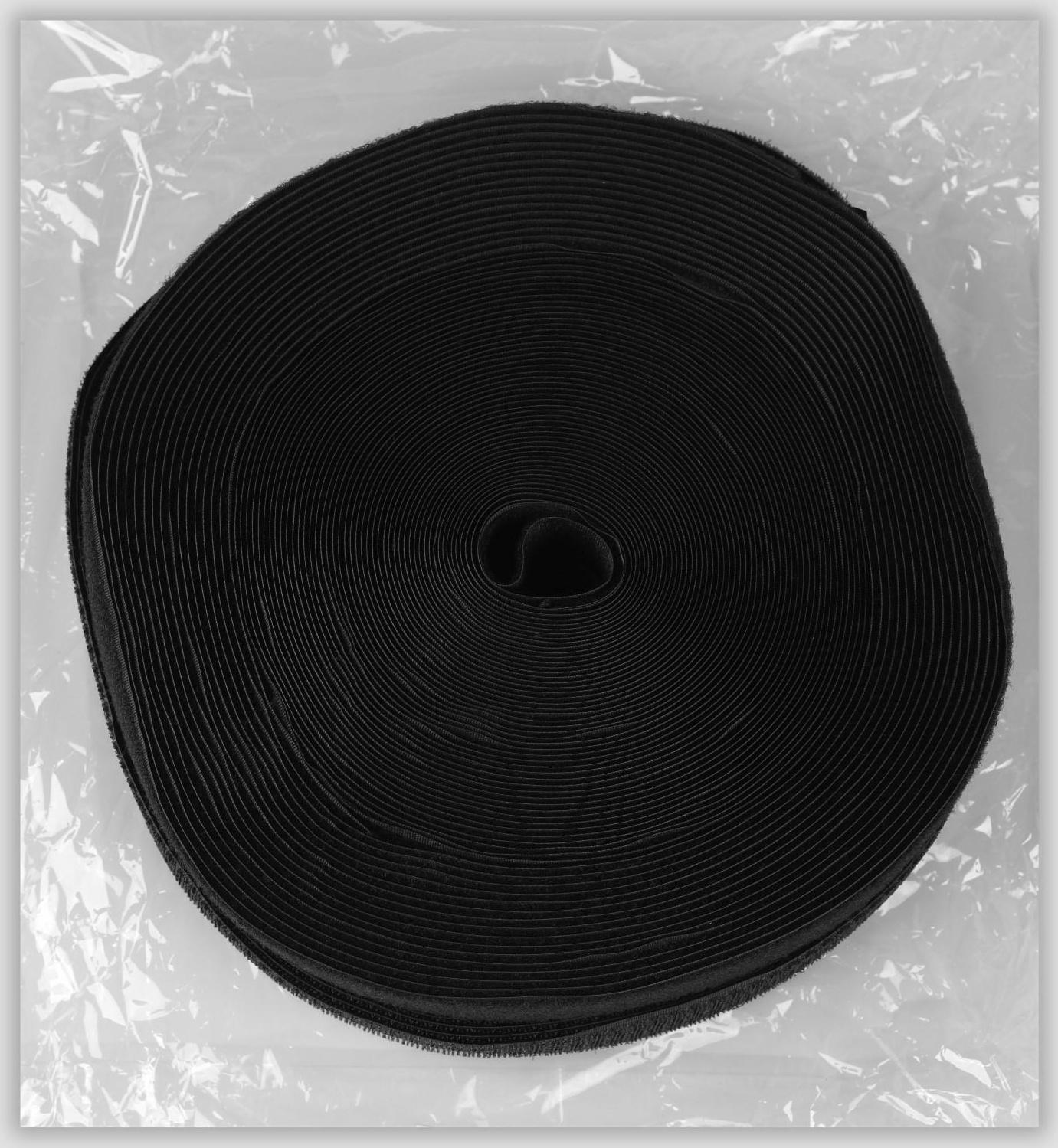 Липучка, 40 мм × 25 ± 1 м, цвет чёрный