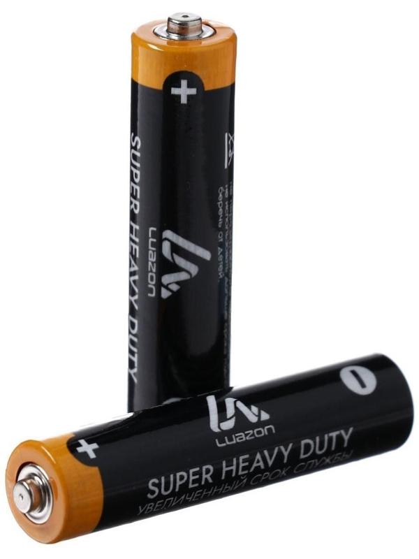 Батарейка солевая LuazON Super Heavy Duty, AAA, R03, блистер, 2 шт