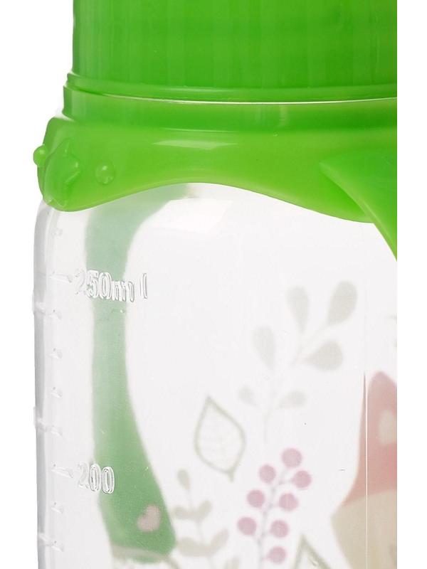 Бутылочка для кормления «Лисичка Соня» детская классическая, с ручками, 250 мл, от 0 мес., цвет зелёный