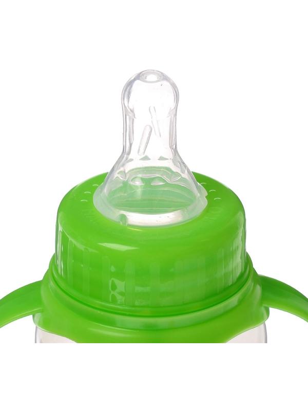 Бутылочка для кормления «Лисичка Соня» детская классическая, с ручками, 250 мл, от 0 мес., цвет зелёный