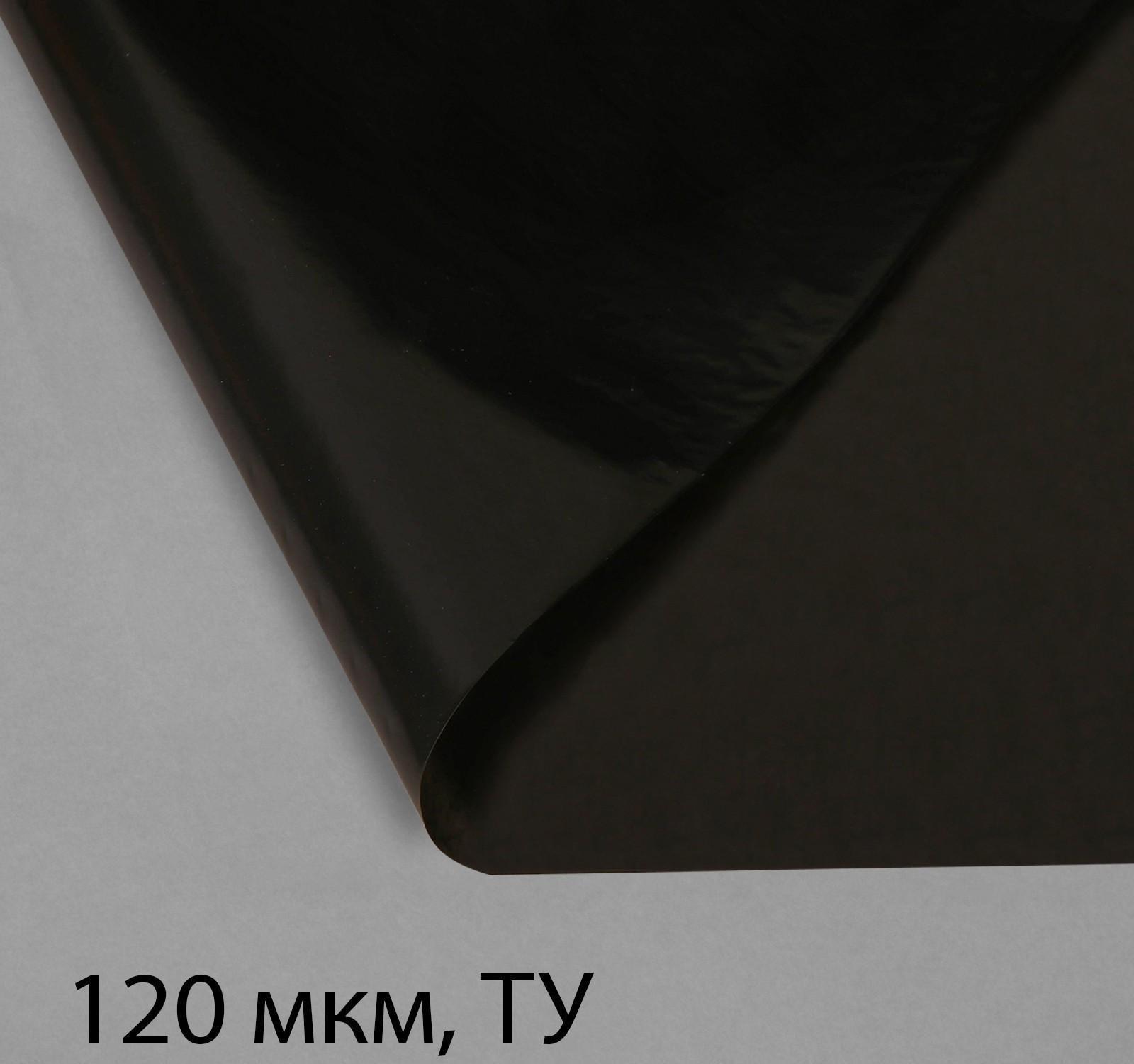 Плёнка полиэтиленовая, техническая, для мульчирования, толщина 120 мкм, 10 × 3 м, рукав (2 × 1,5 м), чёрная, 2 сорт, Эконом 50 %
