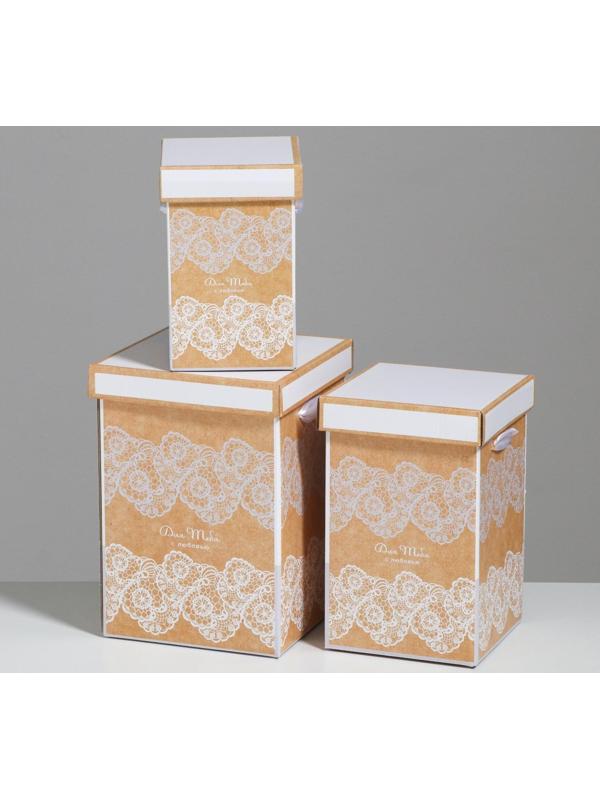 Набор коробок 3 в 1 «Кружево», 10 × 18, 14 × 23, 17 × 25 см