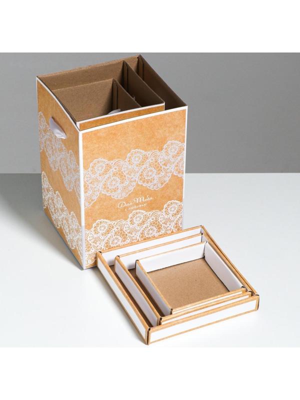 Набор коробок 3 в 1 «Кружево», 10 × 18, 14 × 23, 17 × 25 см