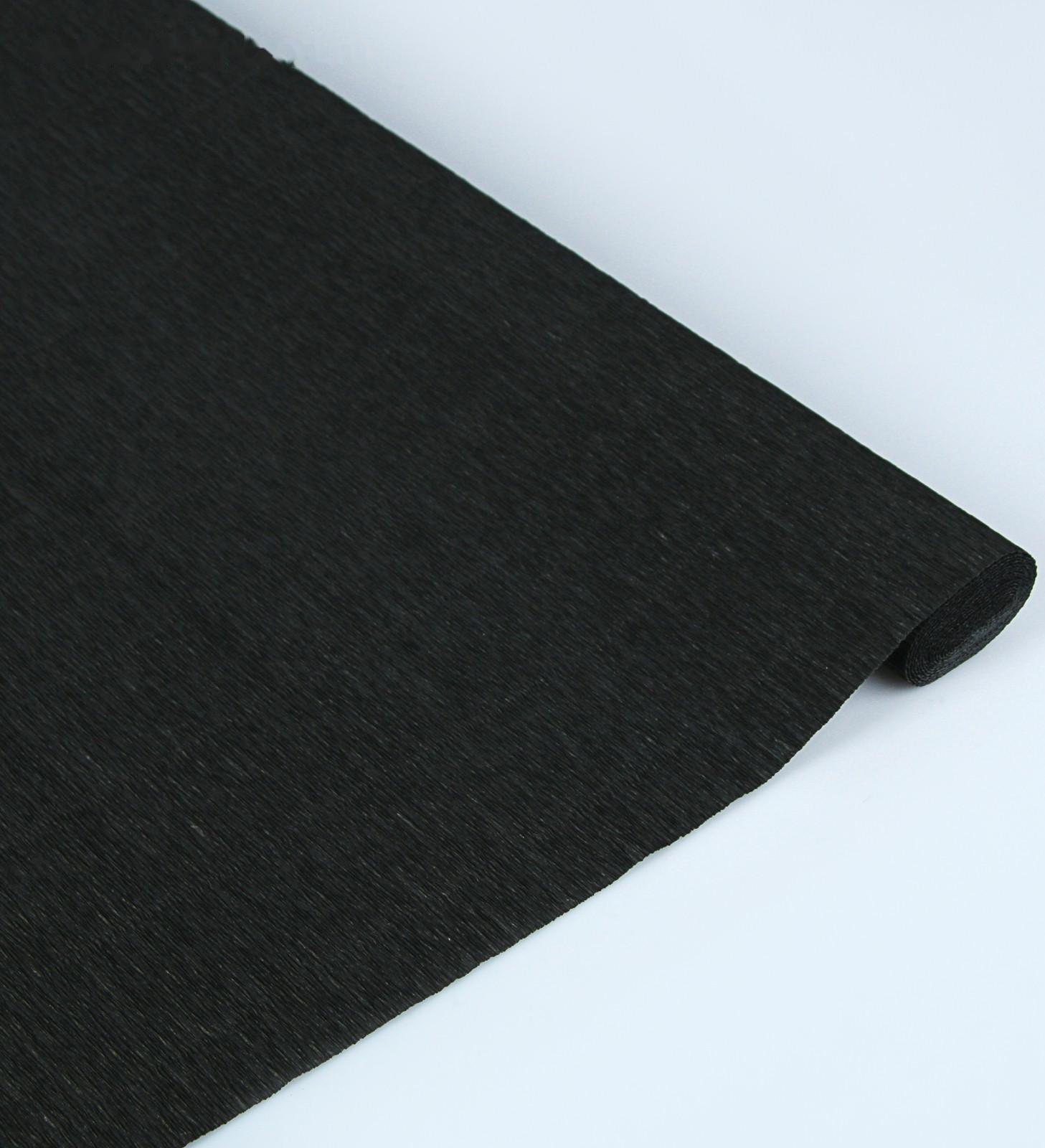 Бумага для упаковок и поделок, гофрированная, черная, однотонная, двусторонняя, рулон 1 шт., 0,5 х 2,5 м