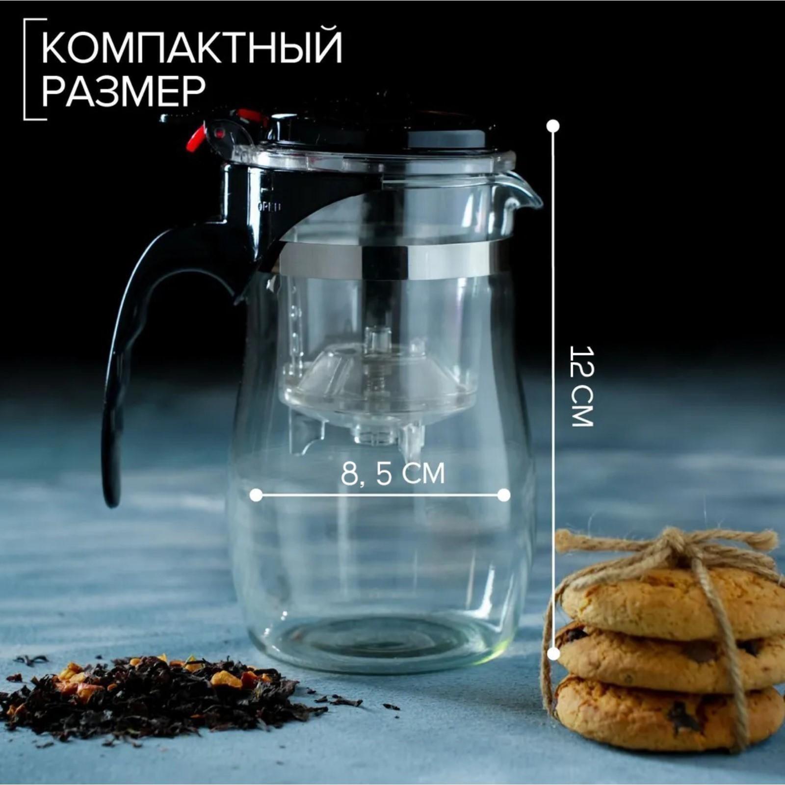 Чайник стеклянный заварочный Magistro «Мехико», 350 мл, с металлическим ситом, пластиковая колба