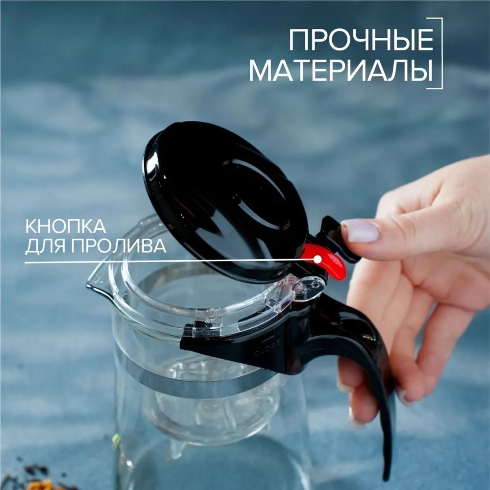 Чайник стеклянный заварочный Magistro «Мехико», 350 мл, с металлическим ситом, пластиковая колба