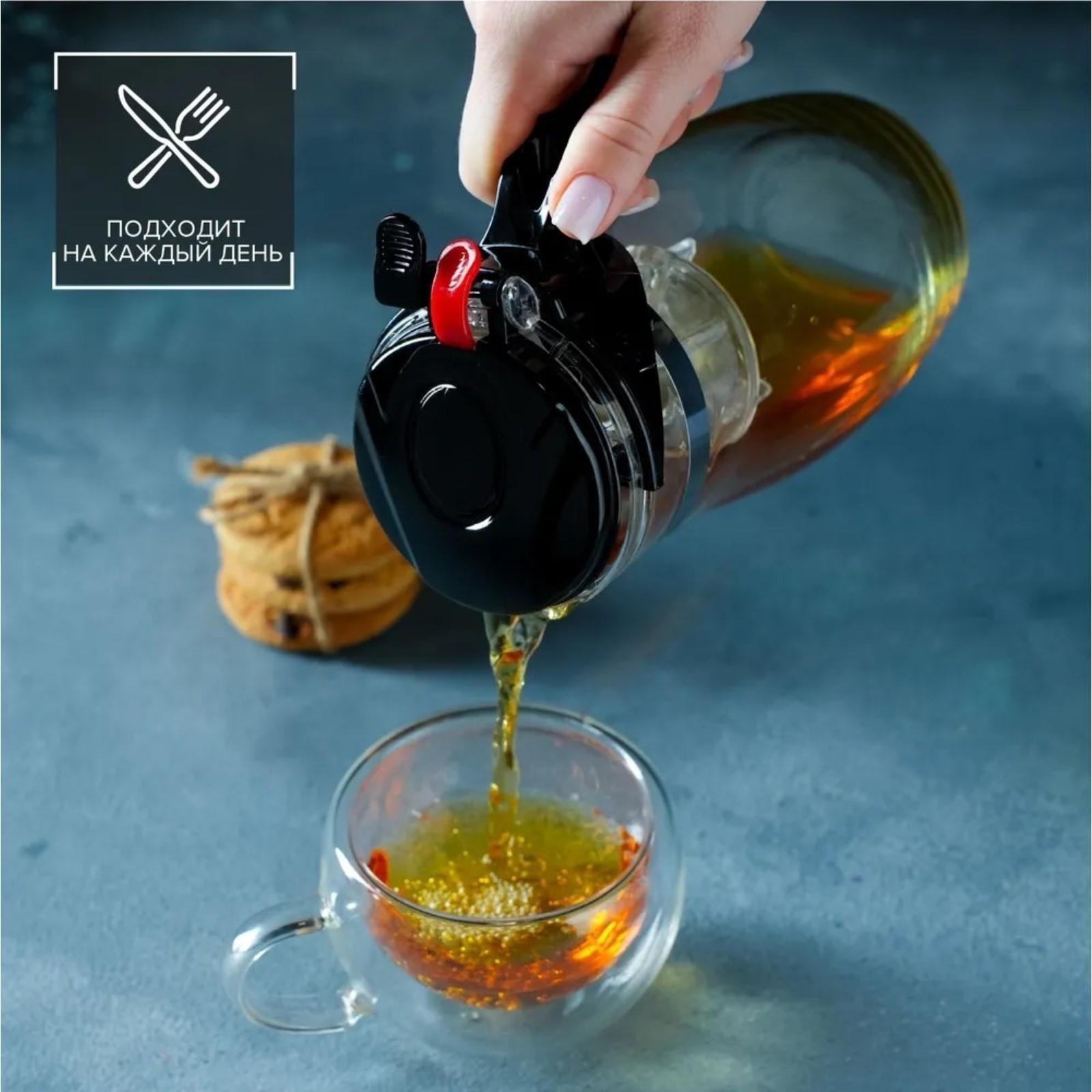 Чайник стеклянный заварочный Magistro «Мехико», 350 мл, с металлическим ситом, пластиковая колба