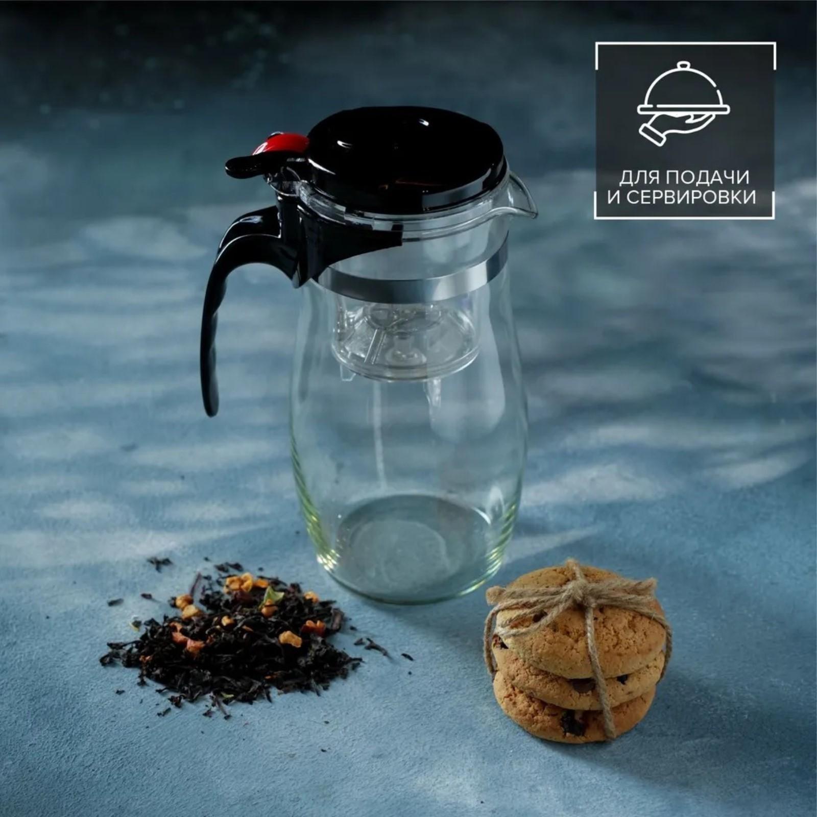 Чайник стеклянный заварочный Magistro «Мехико», 350 мл, с металлическим ситом, пластиковая колба