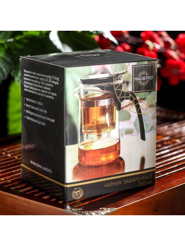 Чайник стеклянный заварочный Magistro «Мехико», 350 мл, с металлическим ситом, пластиковая колба