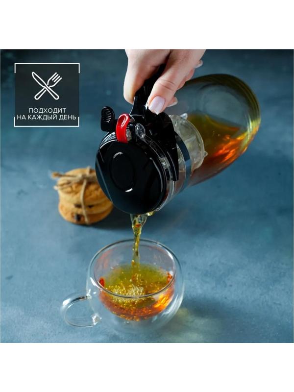 Чайник стеклянный заварочный Magistro «Мехико», 350 мл, с металлическим ситом, пластиковая колба