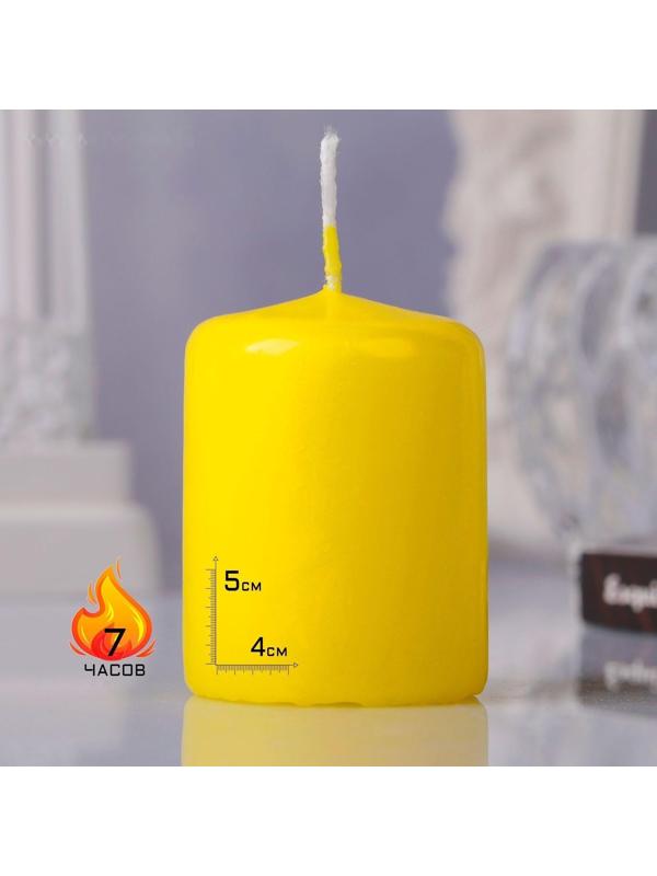 Свеча - цилиндр, 4х5см, 7 ч, 47 г, желтая