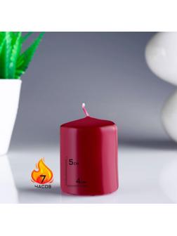 Свеча - цилиндр, 4х5см, 7 ч, 47 г, бордовая