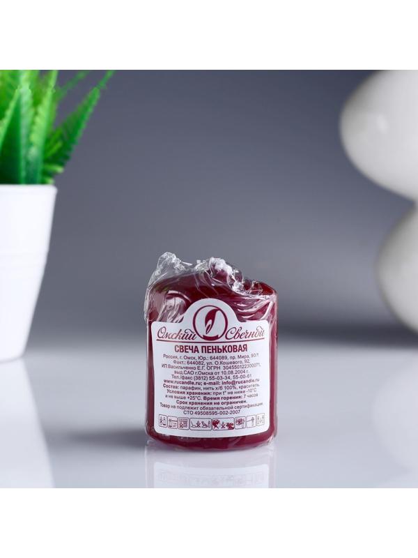 Свеча - цилиндр, 4х5см, 7 ч, 47 г, бордовая