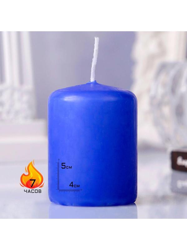 Свеча - цилиндр, 4х5см, 7 ч, 47 г, голубая