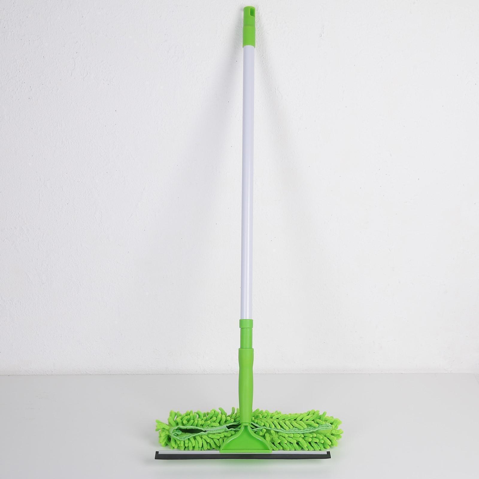 Окномойка с телескопической металлической ручкой и сгоном Доляна, 30×7×85(137) см, микрофибра, цвет МИКС