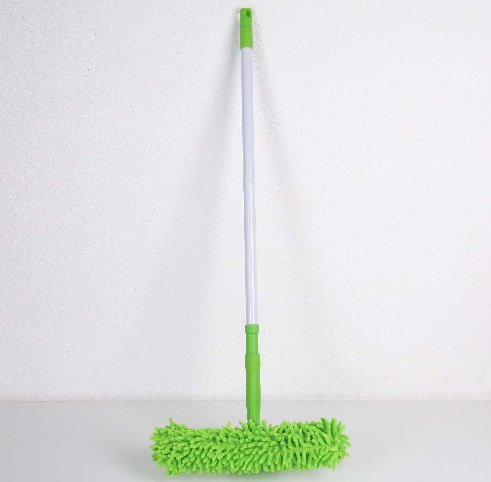 Окномойка с телескопической металлической ручкой и сгоном Доляна, 30×7×85(137) см, микрофибра, цвет МИКС