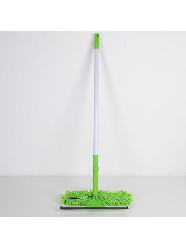 Окномойка с телескопической металлической ручкой и сгоном Доляна, 30×7×85(137) см, микрофибра, цвет МИКС