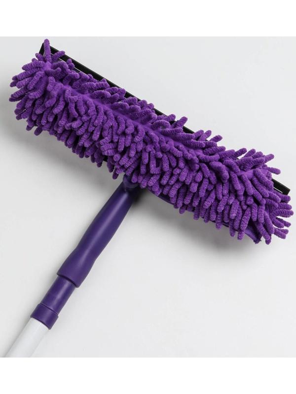 Окномойка с телескопической металлической ручкой и сгоном Доляна, 30×7×85(137) см, микрофибра, цвет МИКС