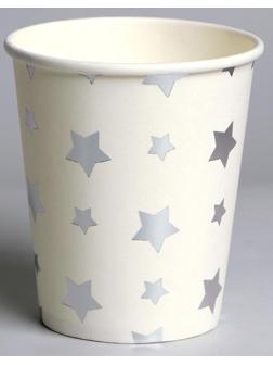 Стакан бумажный «Звёзды», набор 6 шт., цвет серебряный