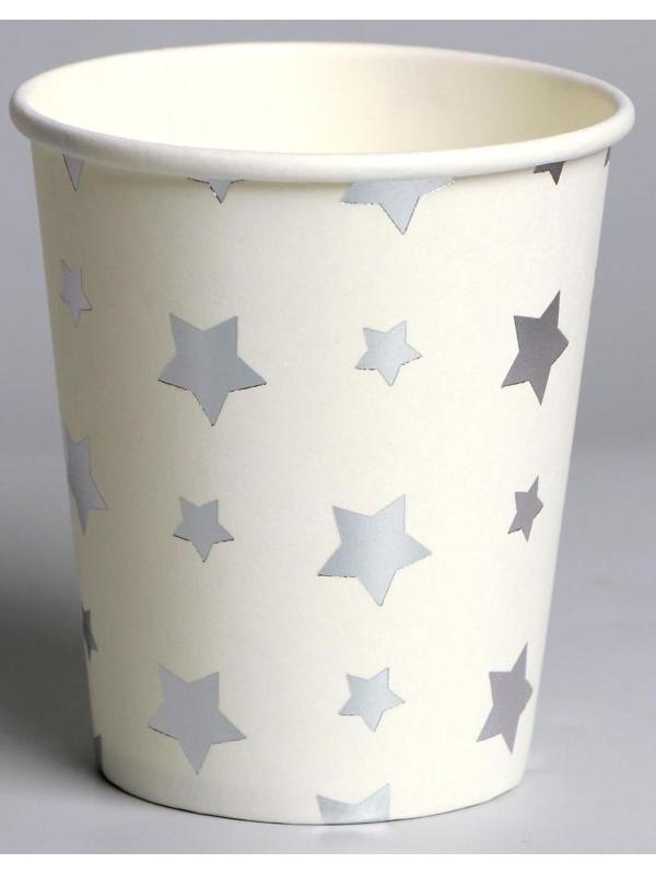 Стакан бумажный «Звёзды», набор 6 шт., цвет серебряный