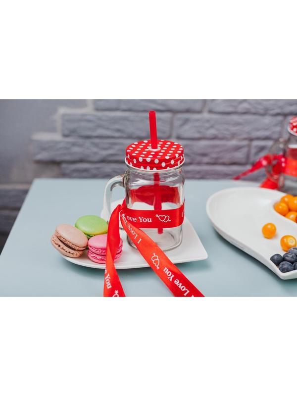 Лента атласная «I Love You», 25 мм × 23 ± 1 м, цвет красный №026