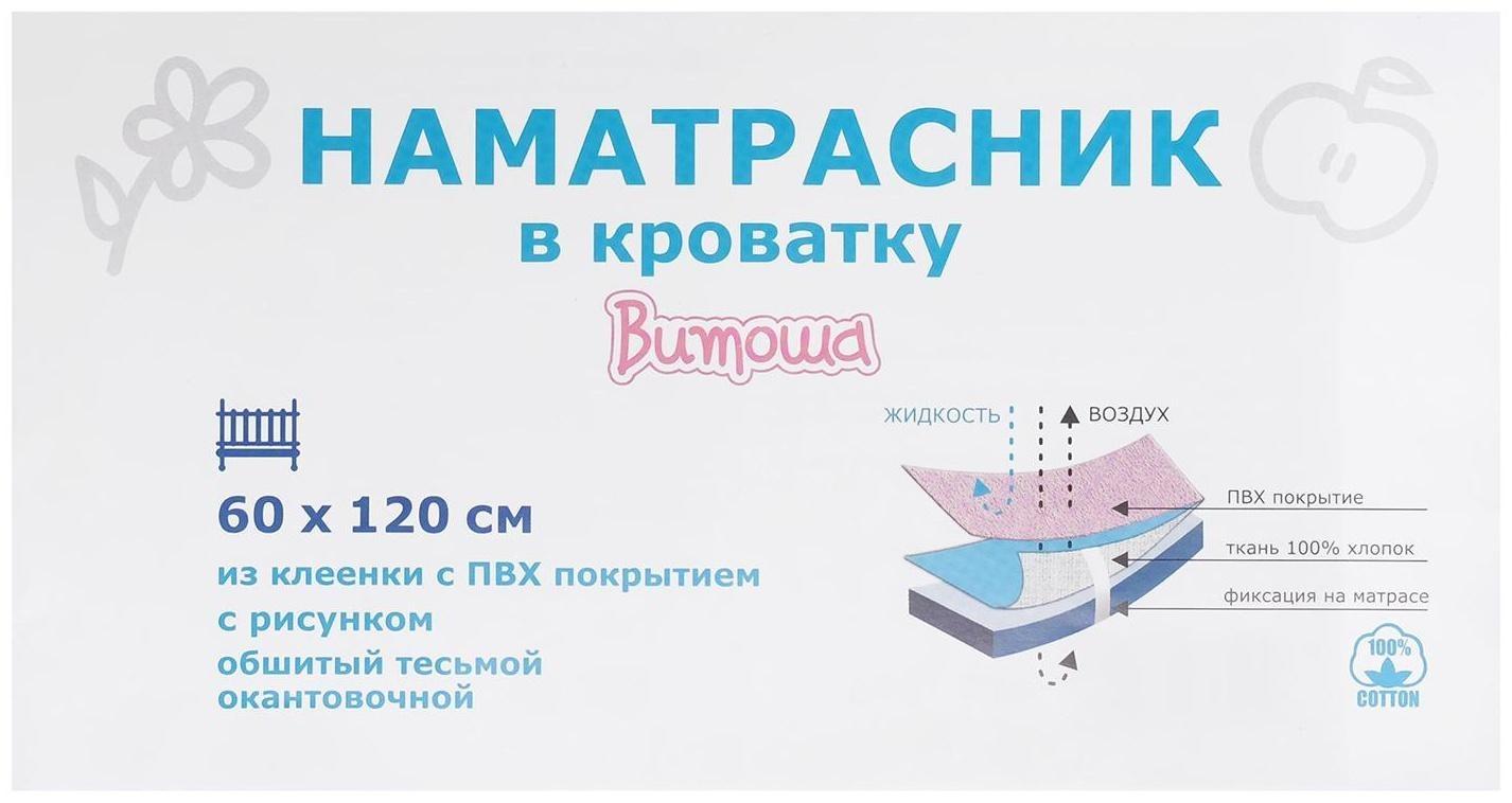 Наматрасник из клеёнки с ПВХ-покрытием, 60х120 см, в кроватку, цвета МИКС