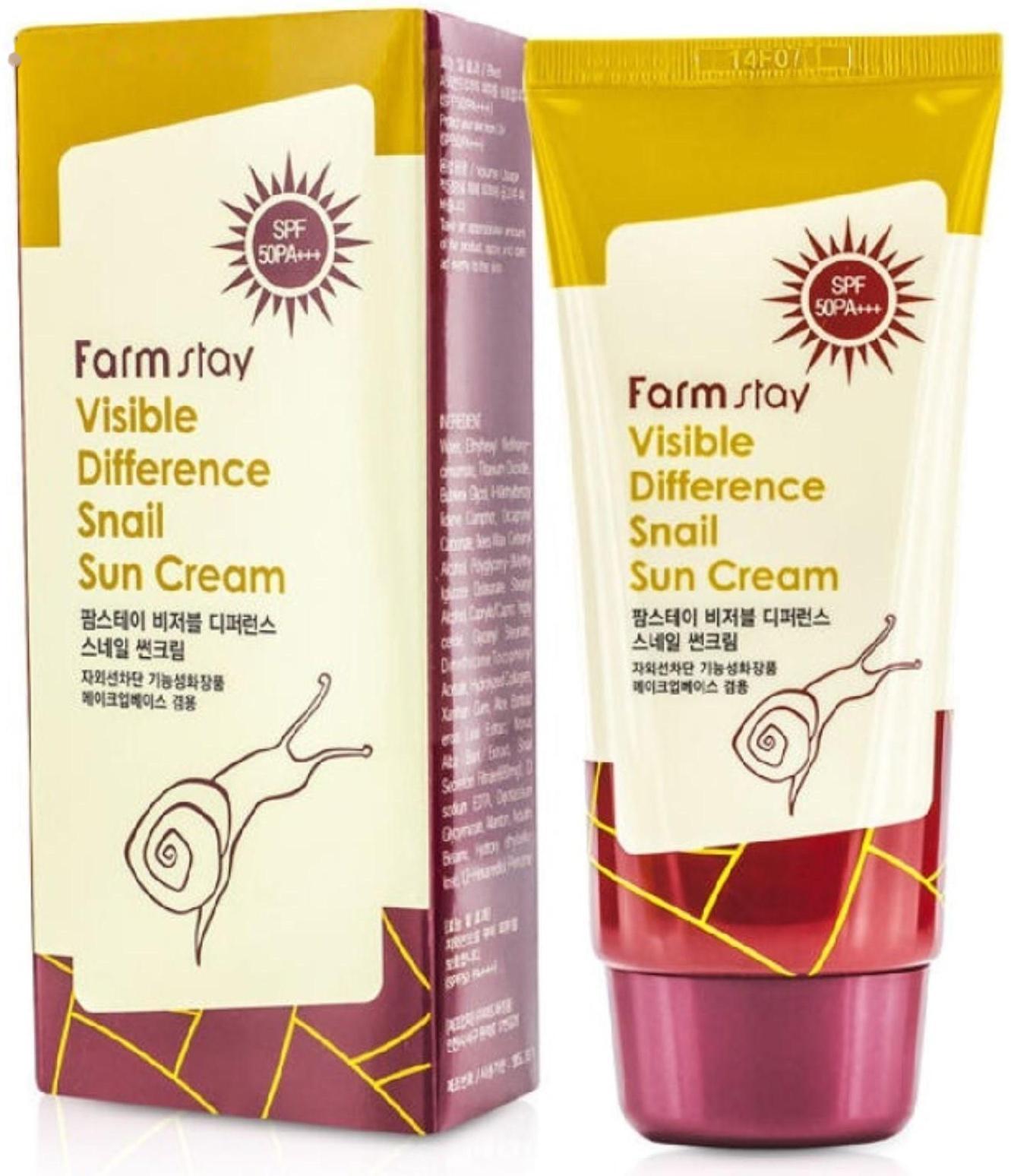 Солнцезащитный крем с экстрактом улитки SPF50 Farmstay, 70 г