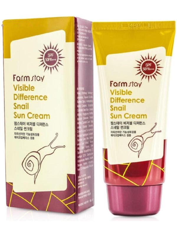 Солнцезащитный крем с экстрактом улитки SPF50 Farmstay, 70 г