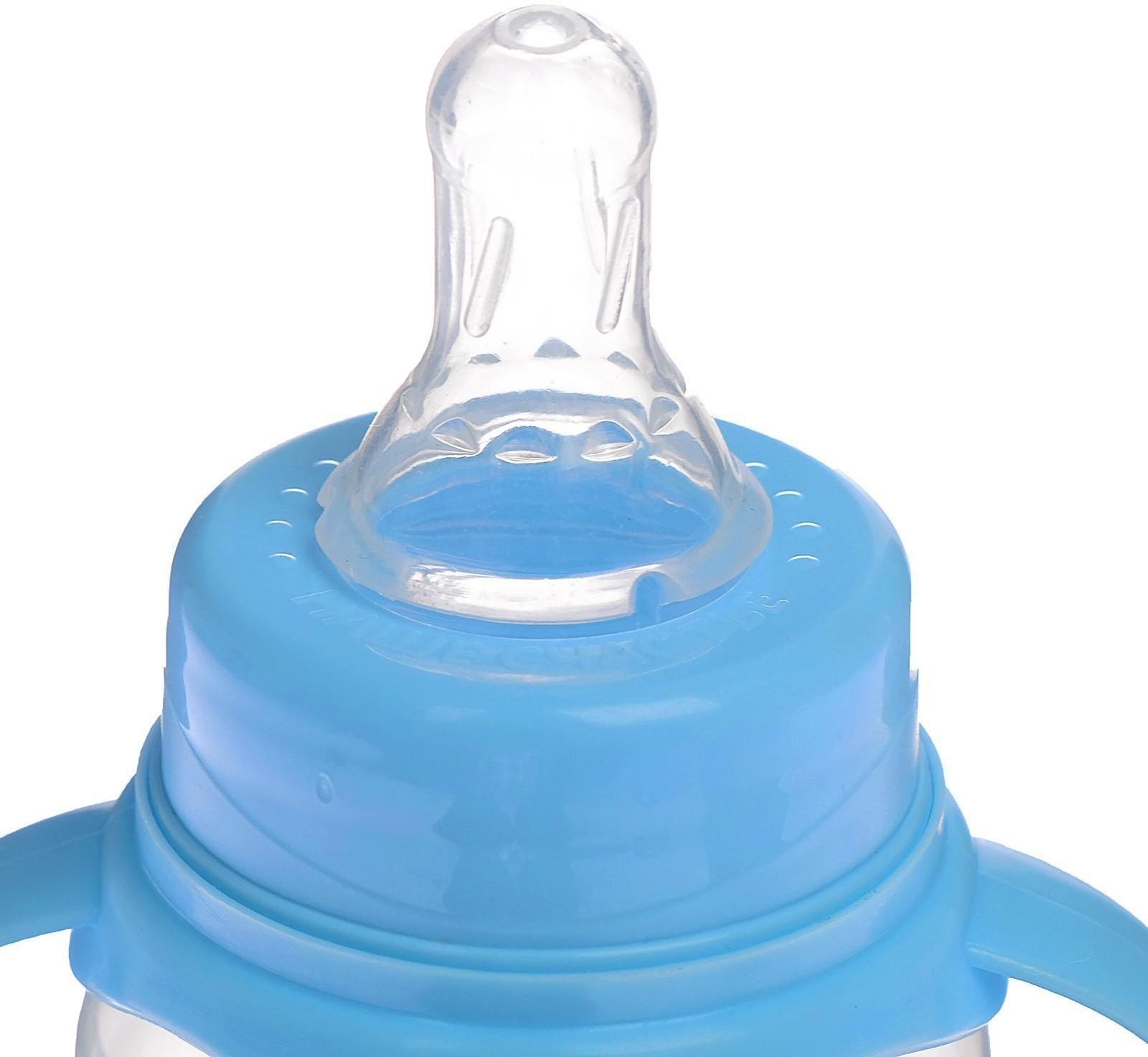 Бутылочка для кормления «Морское приключение» детская классическая, с ручками, 150 мл, от 0 мес., цвет голубой