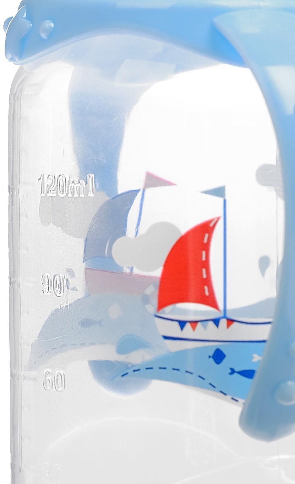 Бутылочка для кормления «Морское приключение» детская классическая, с ручками, 150 мл, от 0 мес., цвет голубой