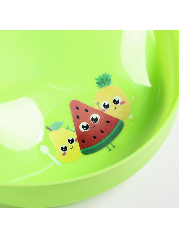 Нагрудник для кормления «Фруктики» пластиковый с карманом, цвет салатовый