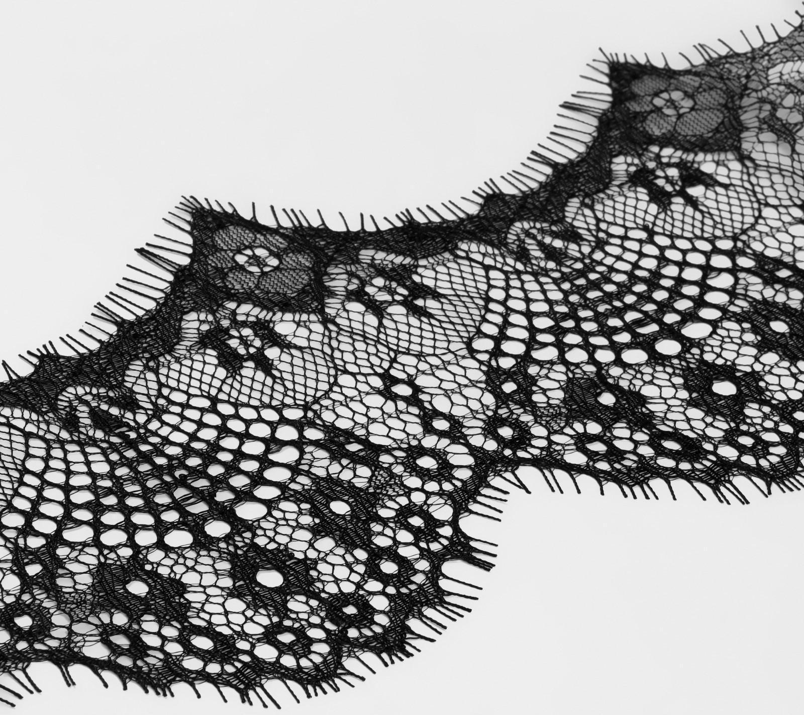 Кружево реснички, 125 мм × 9 ± 0,5 м, в бобине 3 шт по 3 м, цвет чёрный